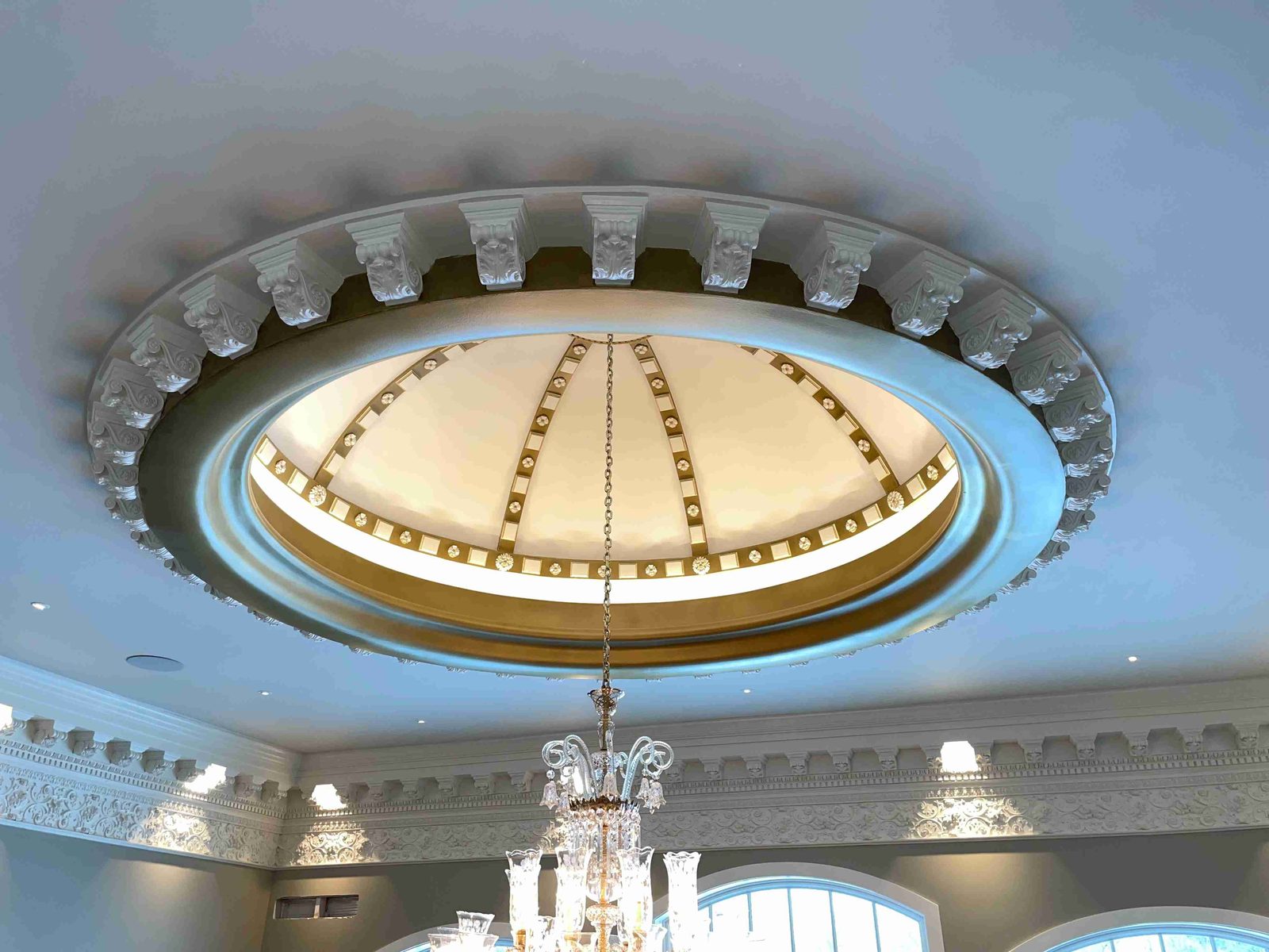 Ornate dome ceiling and plaster molding installed by Peppers Structural